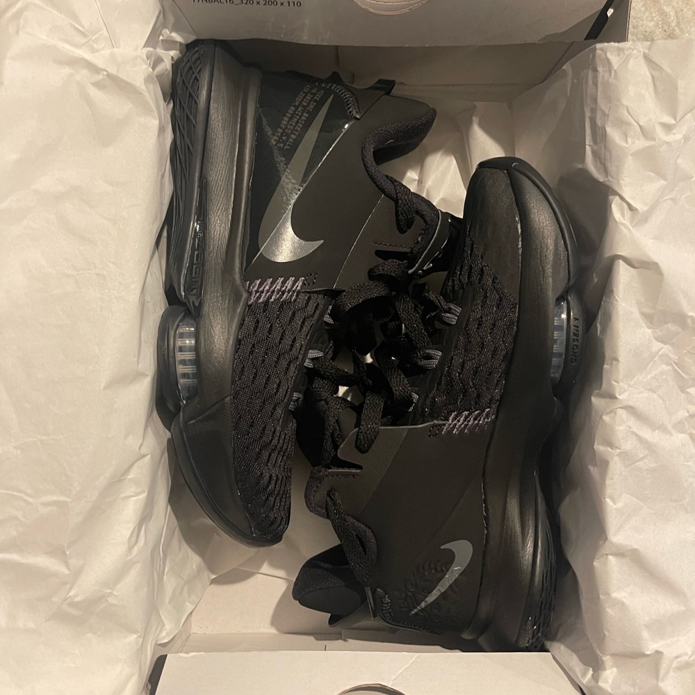 Never worn, black Lebron Nikes. Size 6 womens , size 4.5 mens.